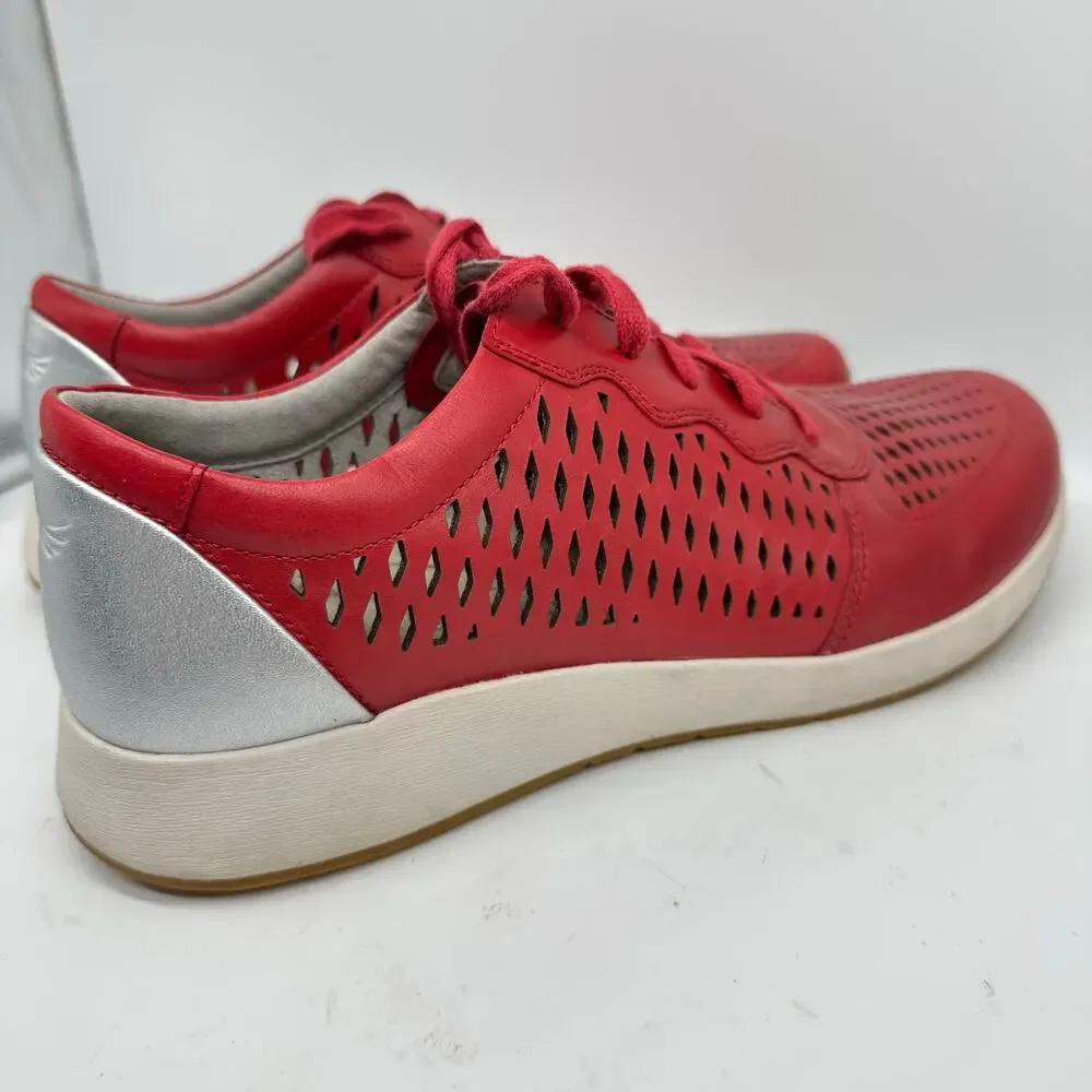 Dansko Charlie Red Leather Low Cut Fashion Sneaker Womens Size EU41 US 10